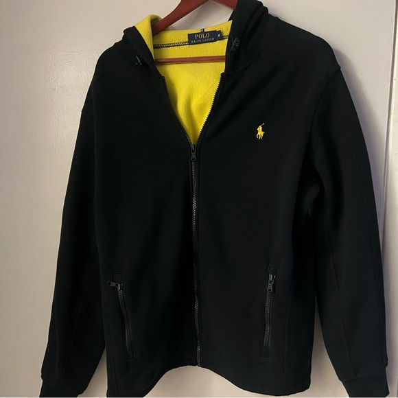 Ralph Lauren Black Hoodie with Yellow Lining Medium